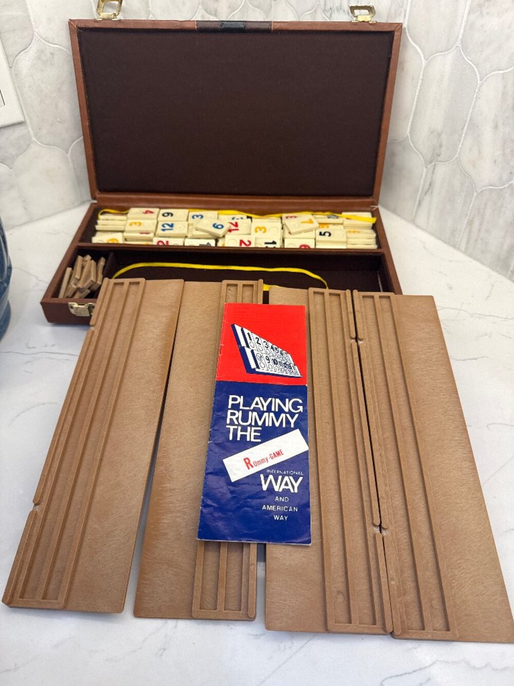 Vintage Rummikub Style Rummy Tile Game Brown Briefcase Case International Way